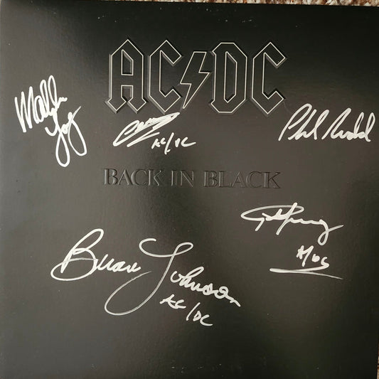 AC/DC signed Back in Black Album by Boston memorabilia