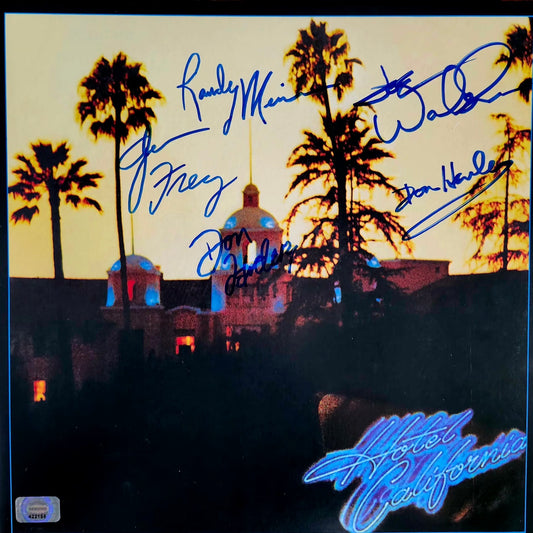the eagles band signed hotel california album blue marker boston memorabilia