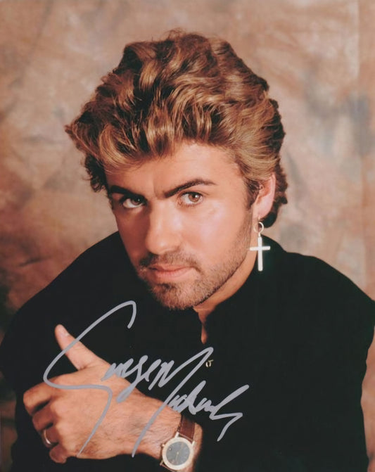 George Michael signed photo silver marker Boston memorabilia