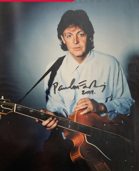 Paul McCartney signed photo with guitar Boston memorabilia