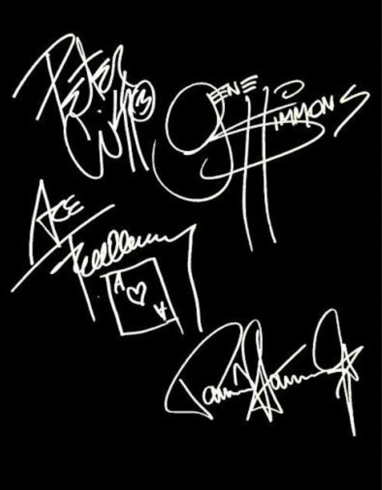Kiss autographs in black and white by Boston memorabilia