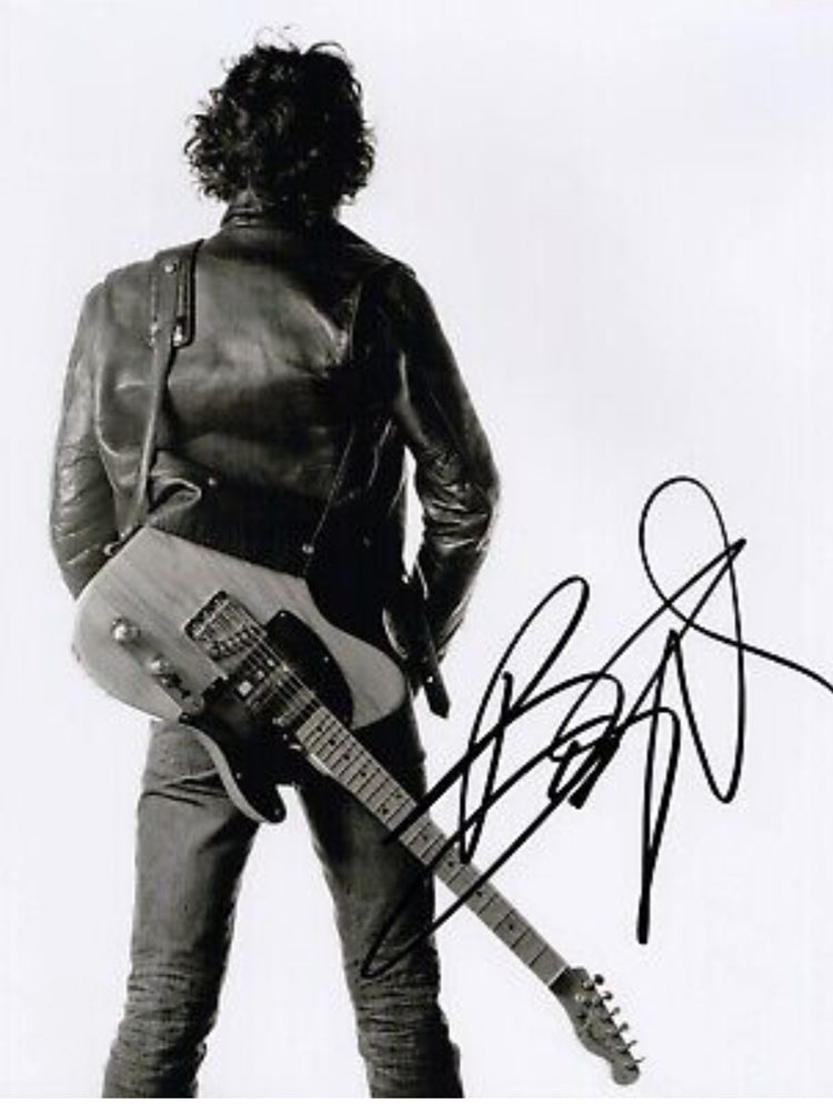 Bruce Springsteen signed photo guitar on back Boston memorabilia