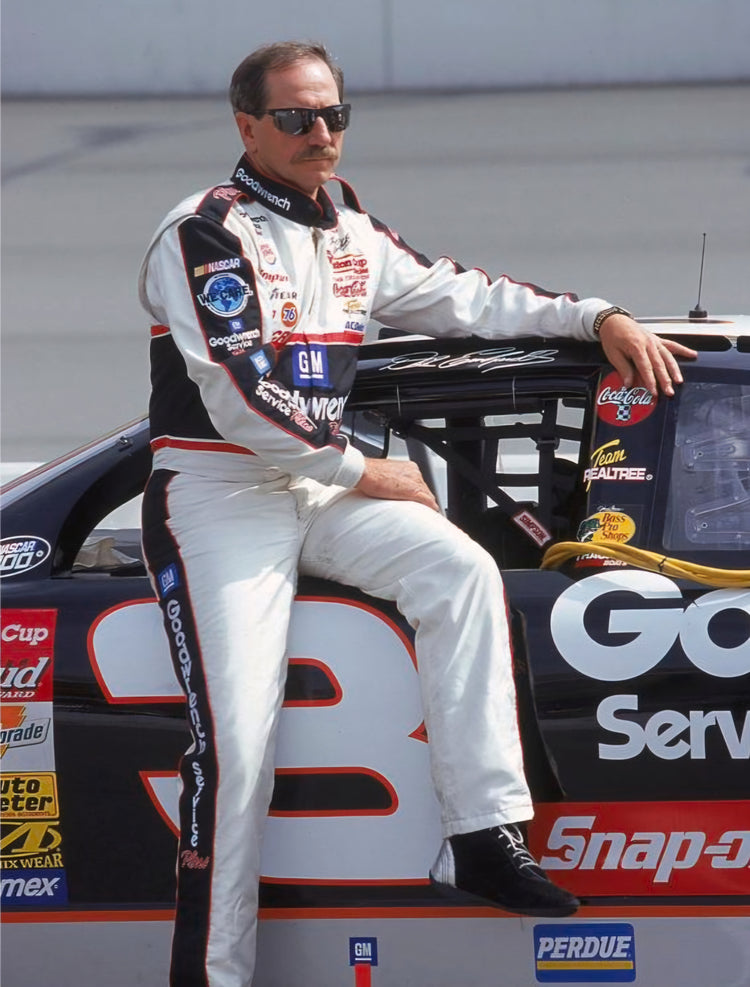Dale Earnhardt sitting on top of car photo Boston memorabilia