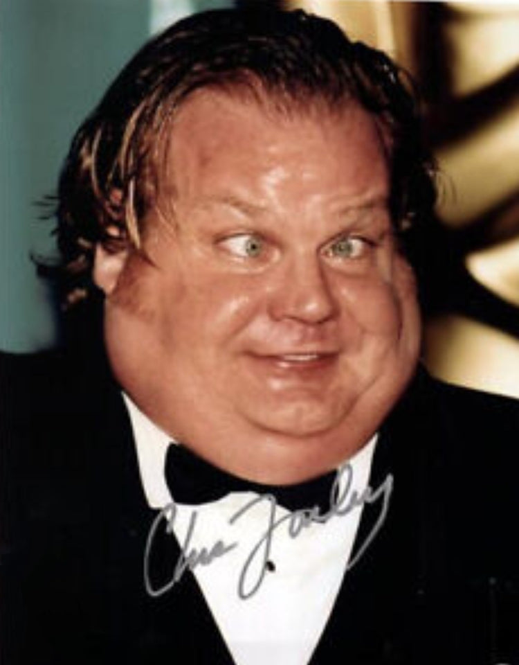 Chris Farley funny face tuxedo pic Boston memorabilia
