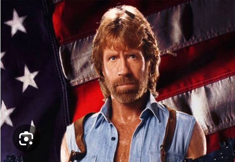 Chuck Norris Texas Ranger photo in front of flag Boston memorabilia