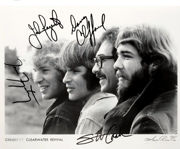 Credence Clearwater Revival signed photo black and white Boston memorabilia
