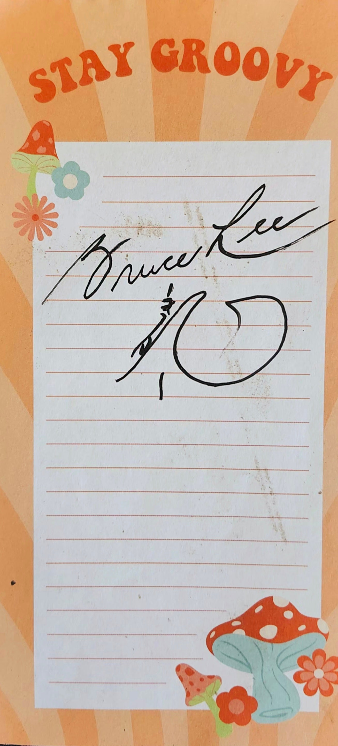 Bruce Lee signed paper cut
