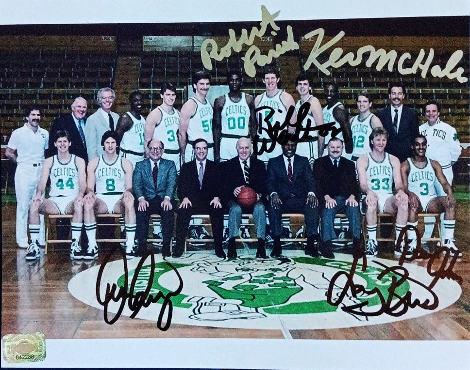 BOSTON CELTICS team signed autographed photo COA 86/87 Hologram