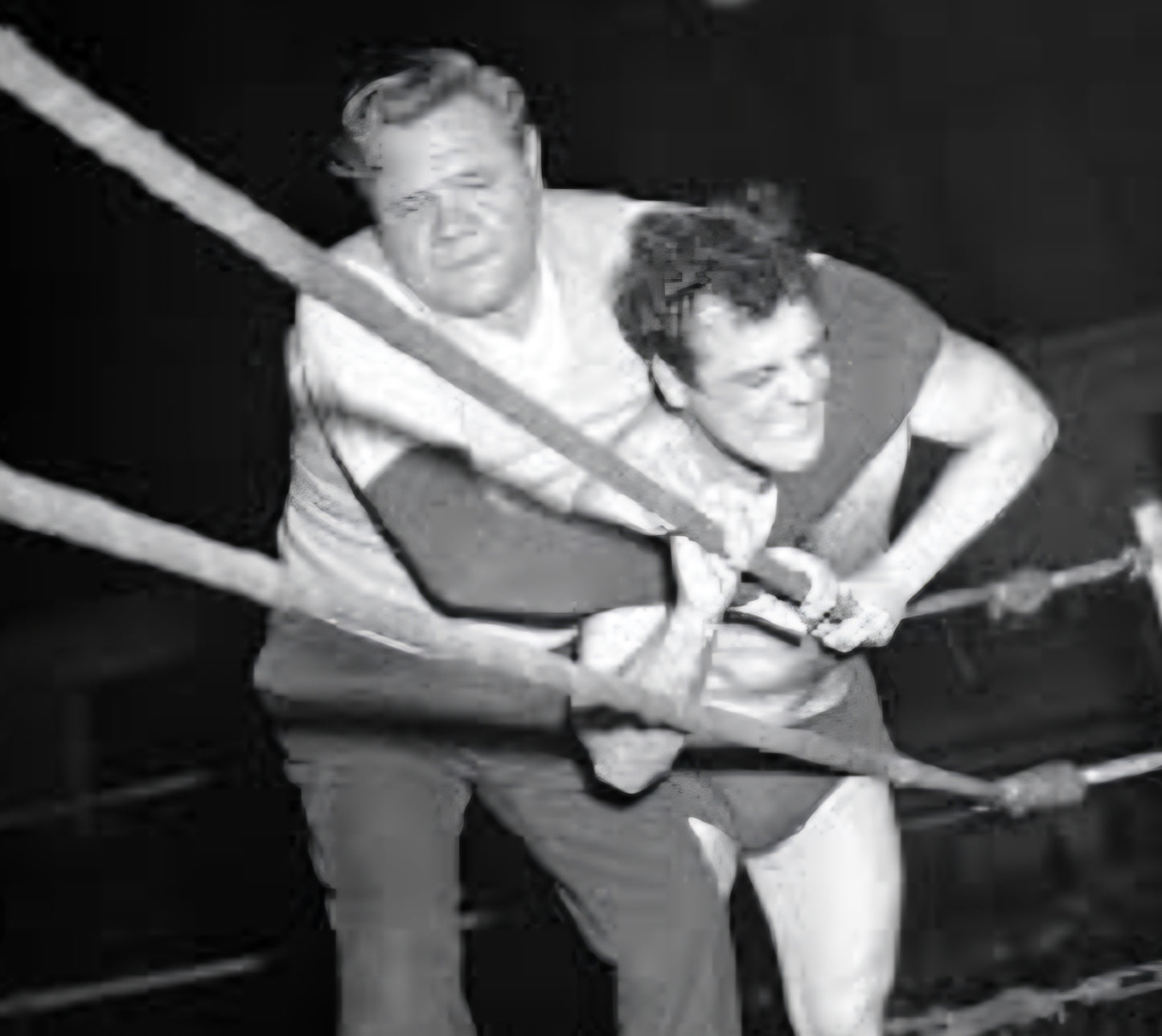 Babe Ruth wrestling match photo from 1945 Boston memorabilia