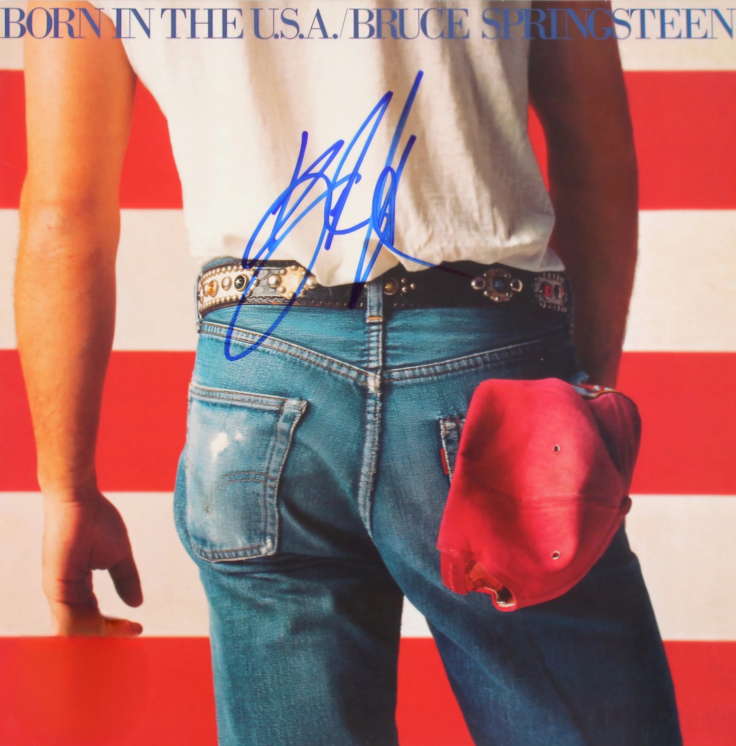 Bruce Springsteen Born in the USA signed album blue marker