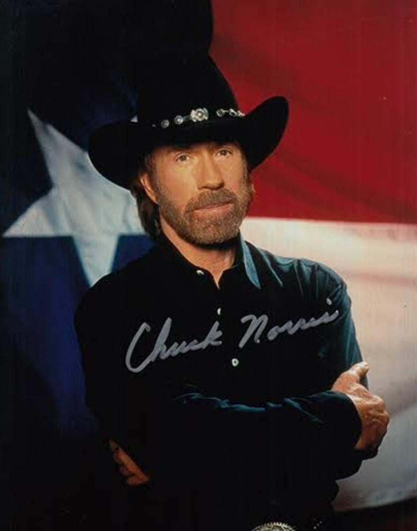 Chuck Norris signed photo texas flag Boston Memorabilia
