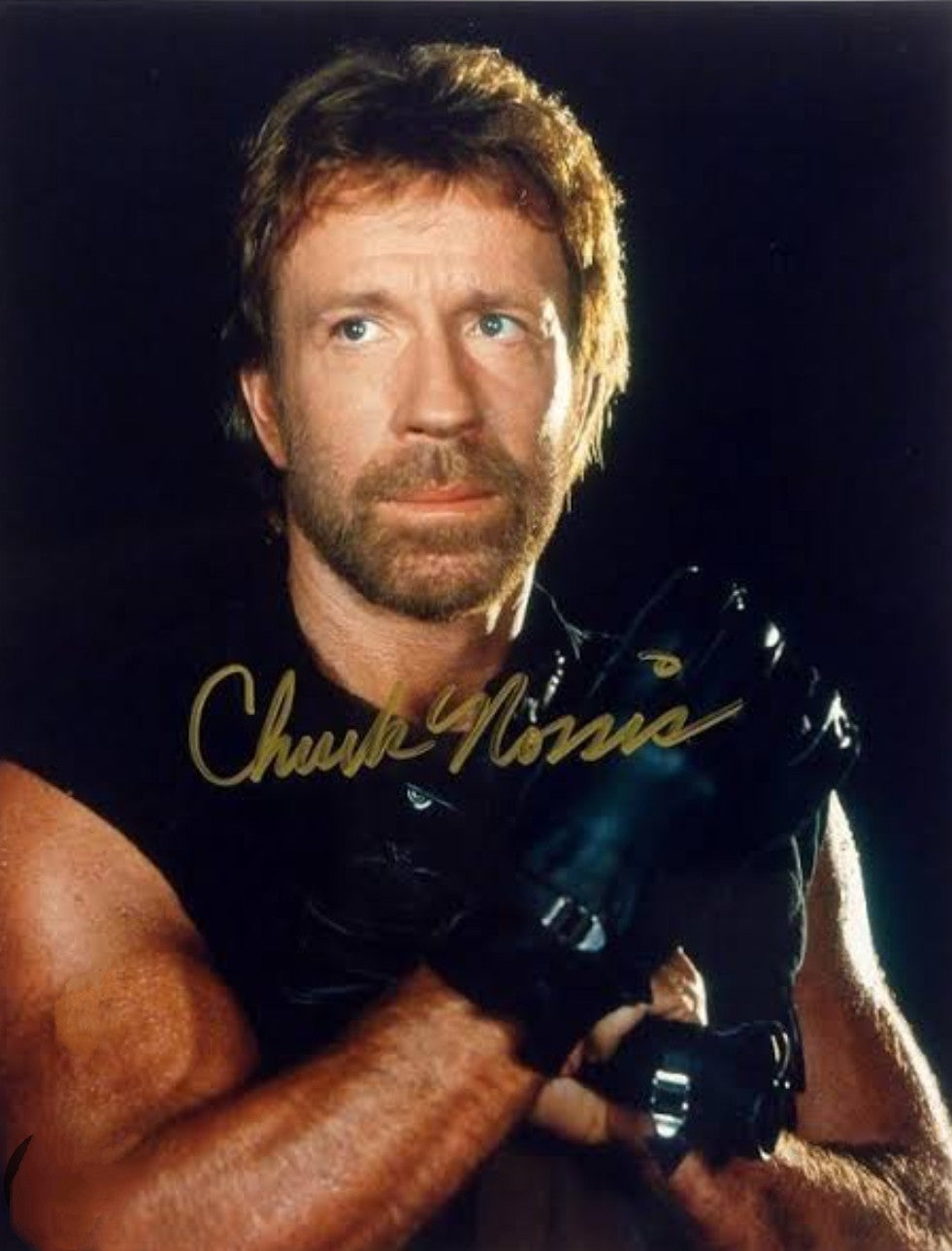 Chuck Norris signed photo fighting time Boston memorabilia