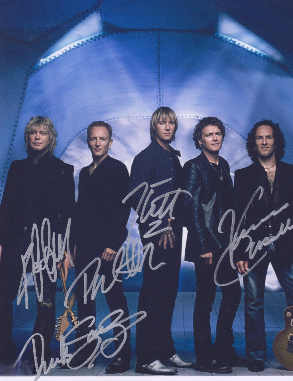 Def Leppard band signed photo laser lights silver market