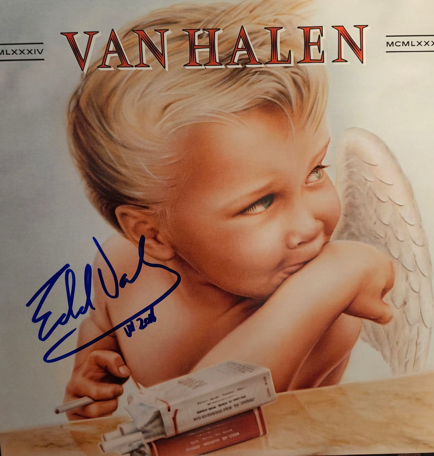 Eddie Van Halen signed album 1984 blue marker