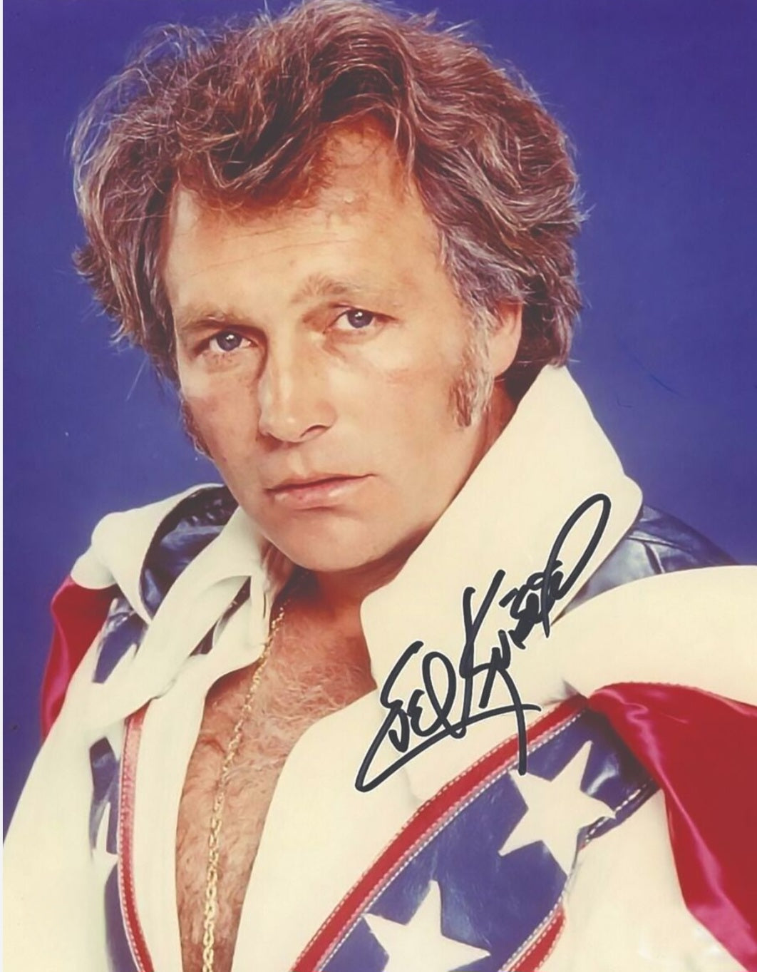 Evel Knievel signed photo in Las Vegas black marker