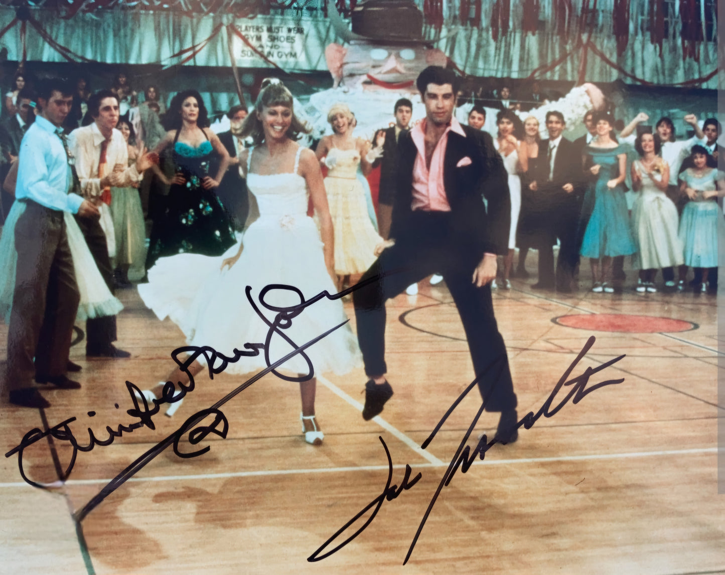 Grease cast signed photo movie scene dancing with Sandy