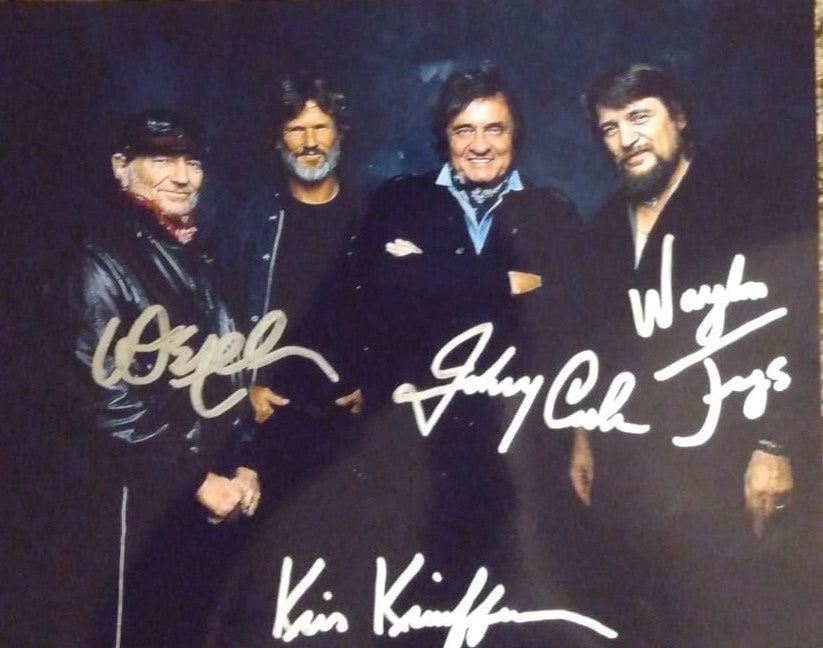 The Highwaymen signed photo silver marker