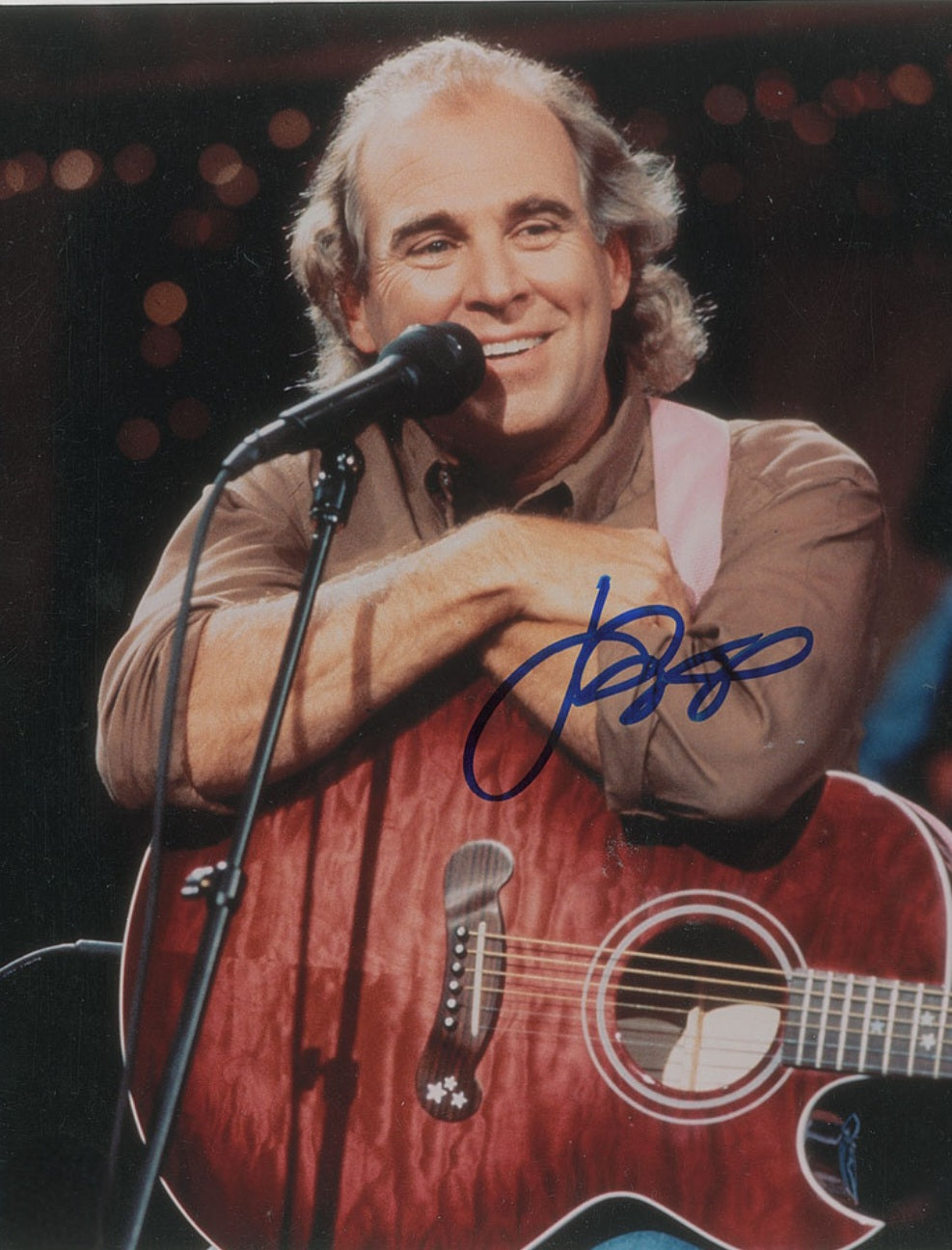 Jimmy Buffett signed autographed photo arms crossed on guitar Boston memorabilia