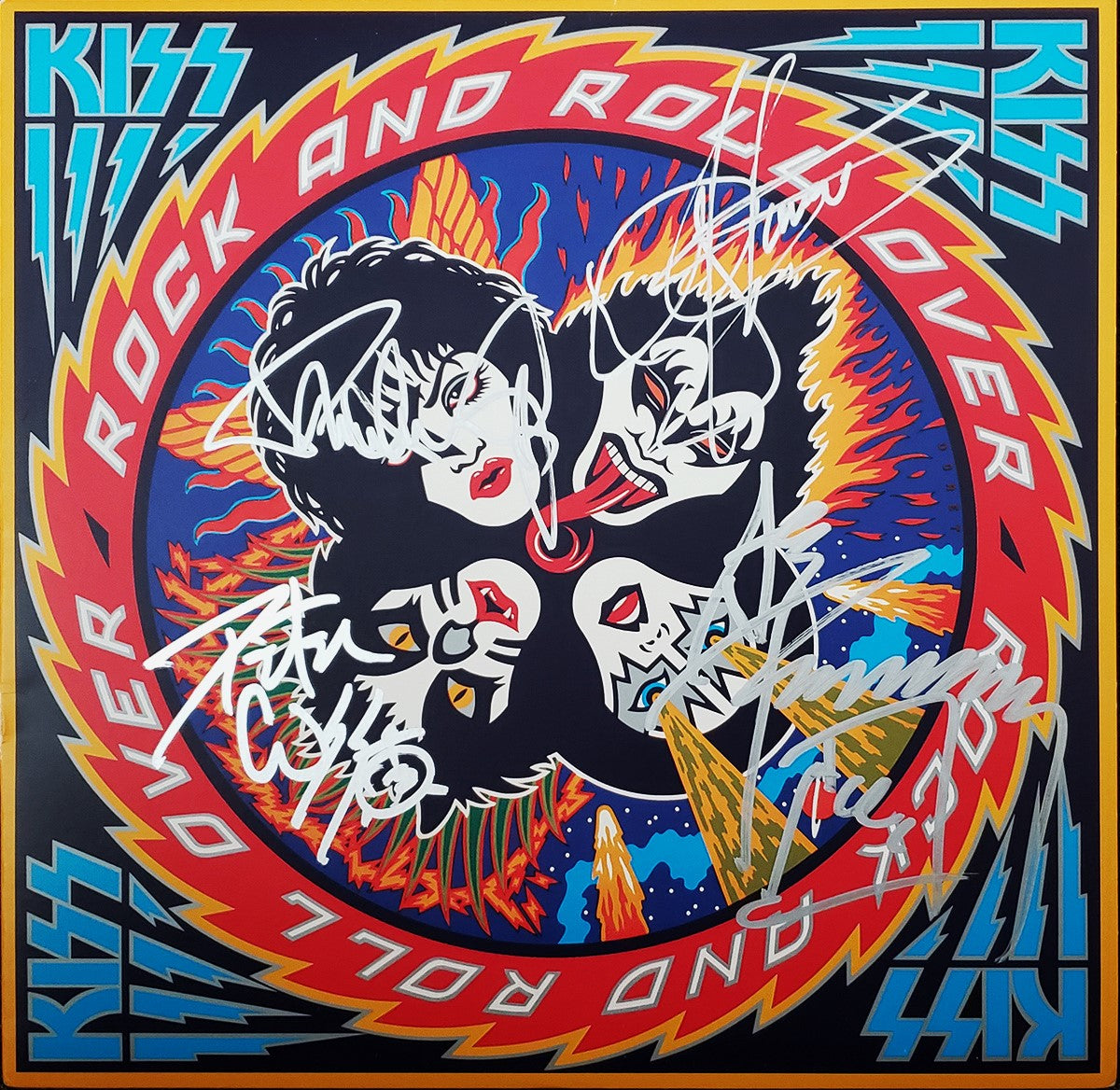 KISS BAND signed autographed album Rock N Roll Over COA Hologram silver market