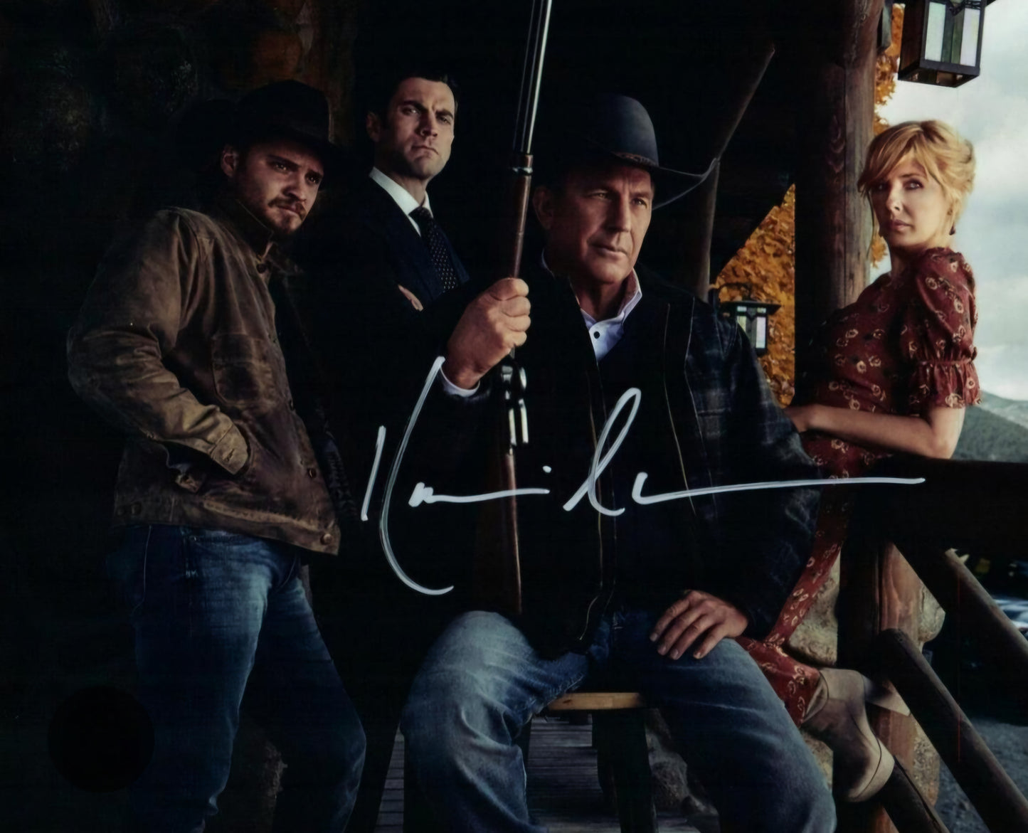 Kevin Costner signed photo Yellowstone scene Silver