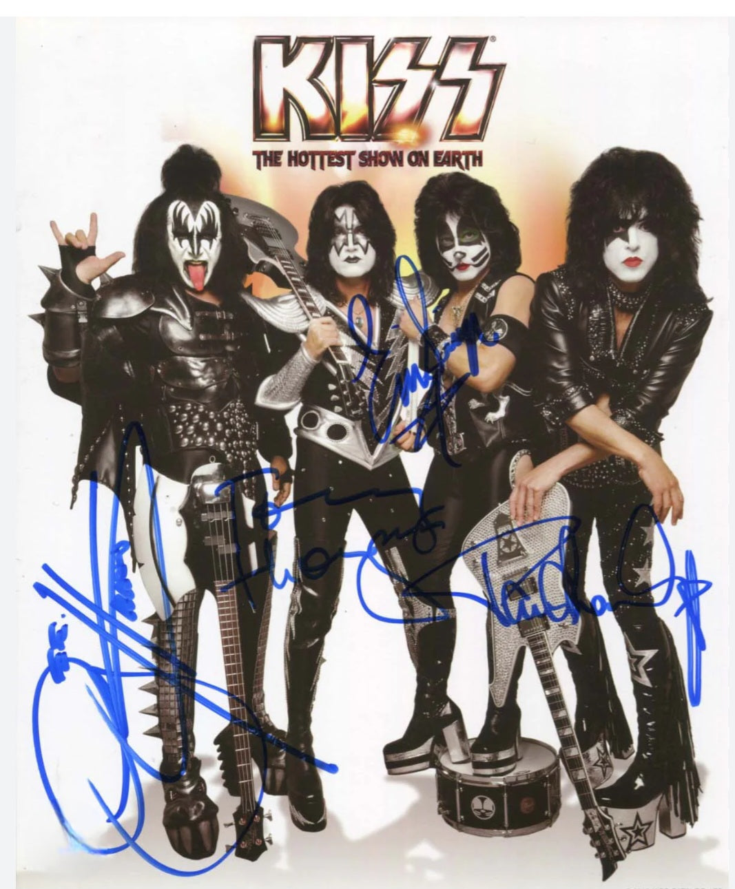 Kiss band signed colored photo