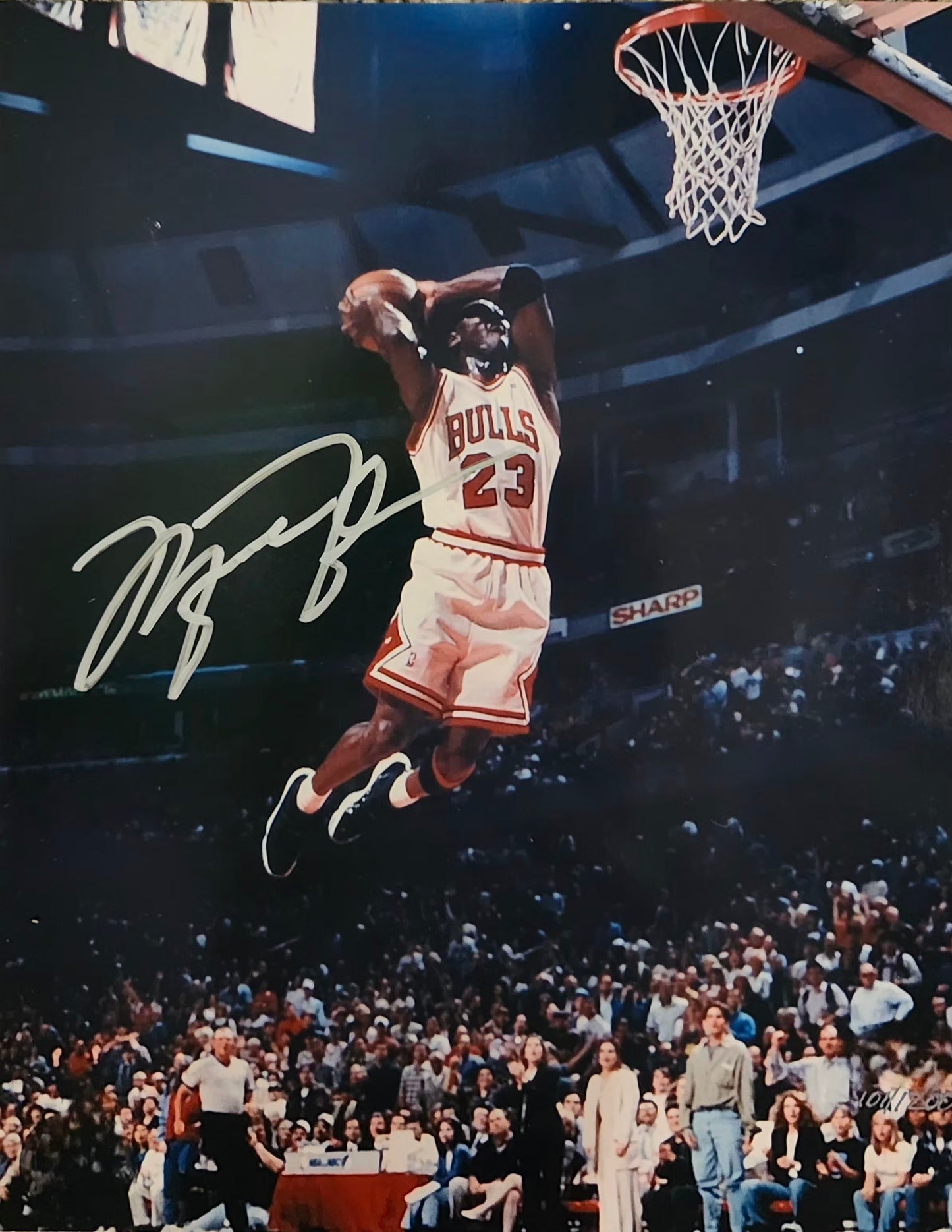 Michael Jordan signed photo silver marker high flying