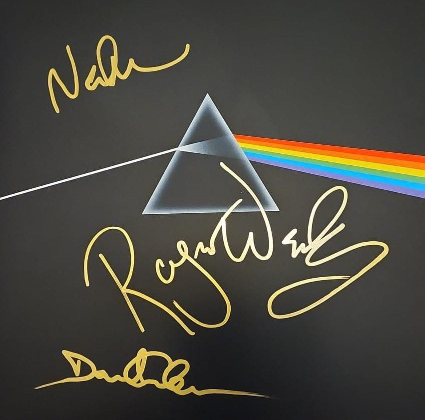 PINK FLOYD BAND signed autographed album COA Hologram Dark Side of the Moon gold marker