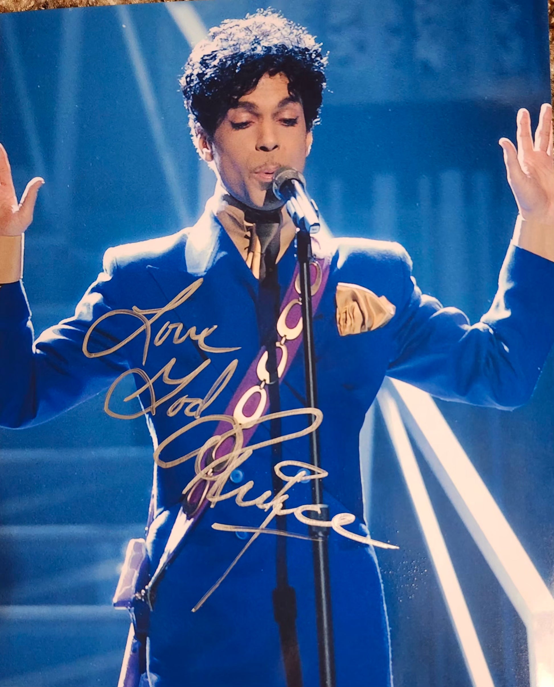 Prince signed photo purple Mania inscribed love God