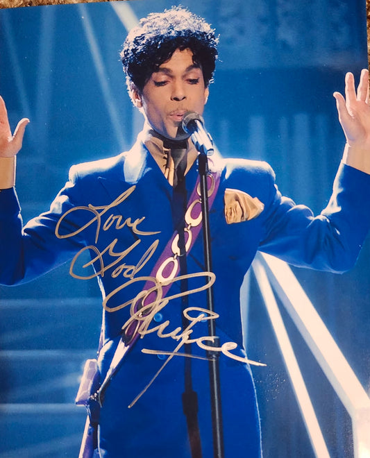 Prince signed photo purple Mania inscribed love God