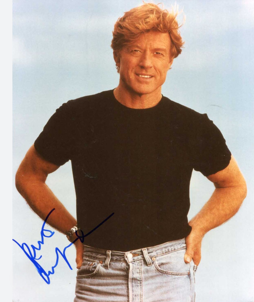 Robert Redford signed photo self pose blue marker