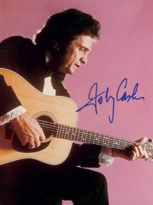 Johnny Cash signed photo Guitar Man
