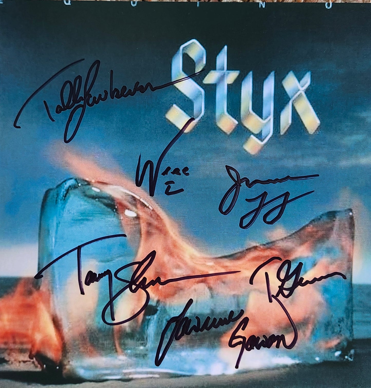 Styx band signed album black marker Equinox