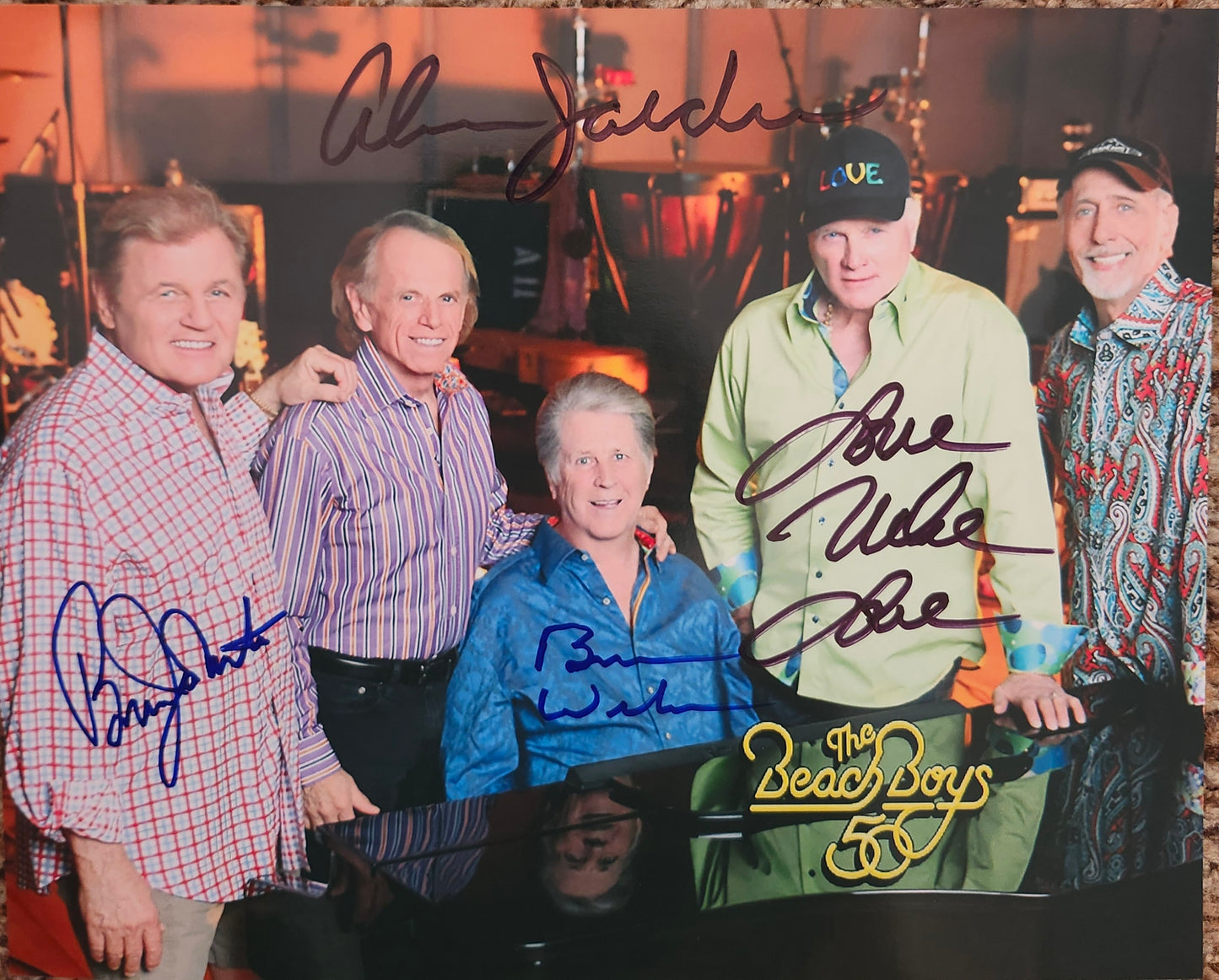 The Beach Boys signed photo together the piano Boston memorabilia