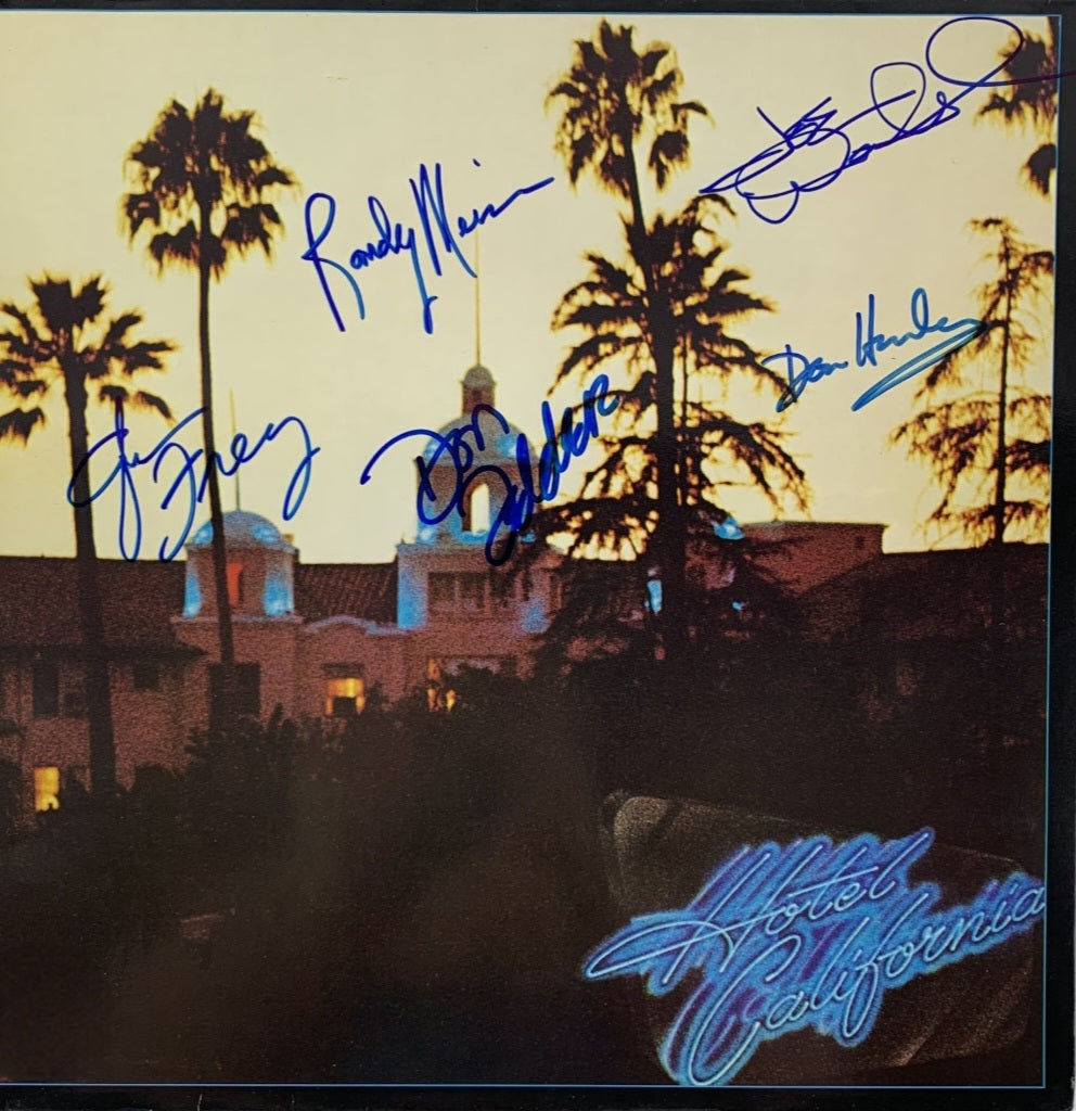 The Eagles band signed Hotel California album blue and black marker Boston memorabilia