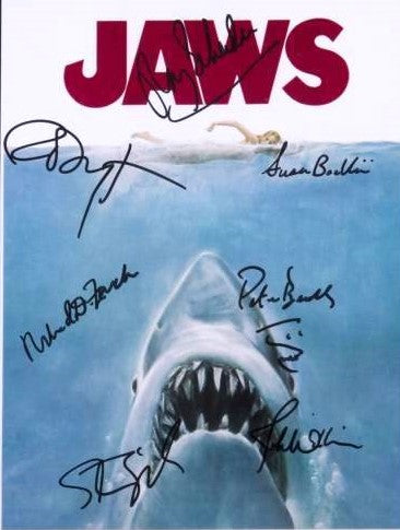 JAWS Cast Signed Photo w/COA Hologram shark poster