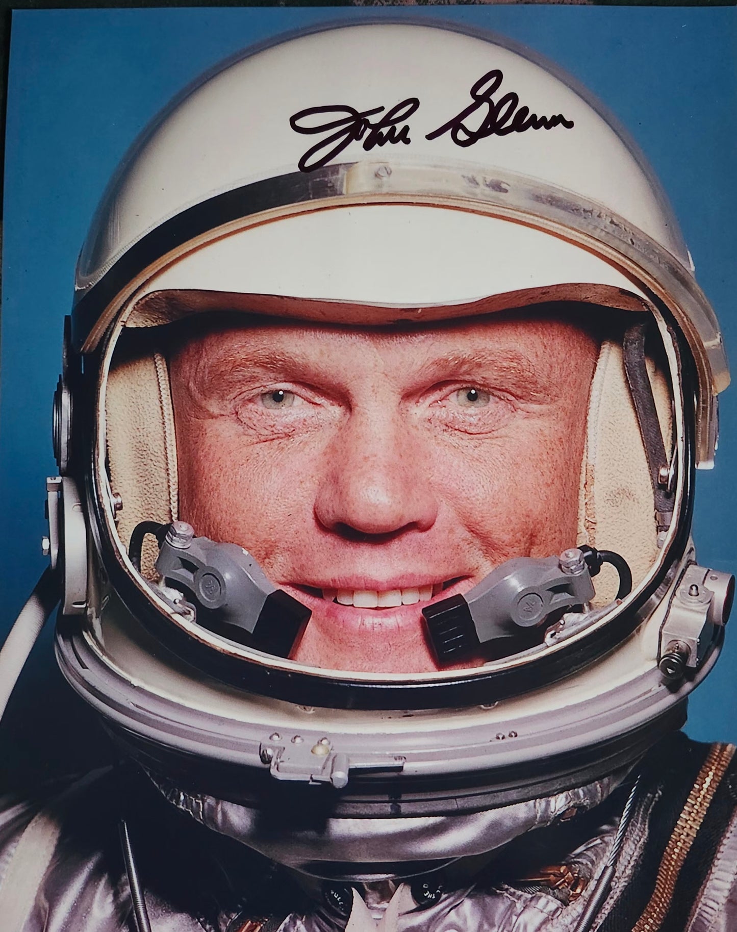 john glenn signed photo helmet
