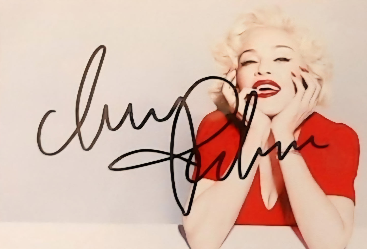 Madonna signed photo smiling in black marker from Boston memorabilia