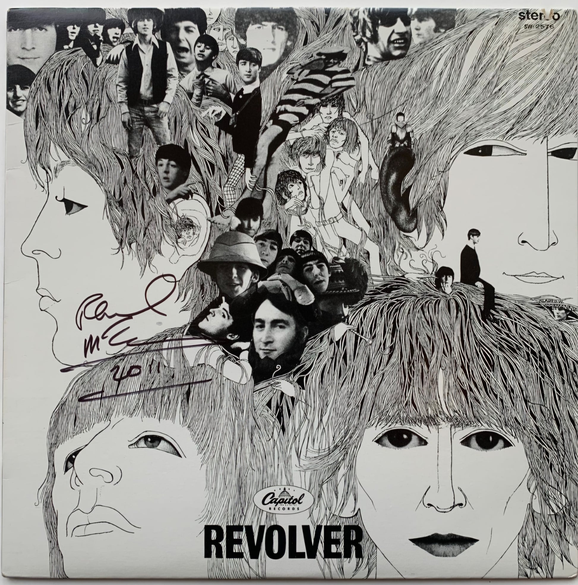 Paul McCartney signed the Beatles revolver album black marker Boston memorabilia