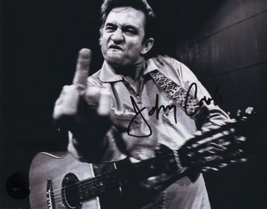 Johnny Cash signed photo of the finger