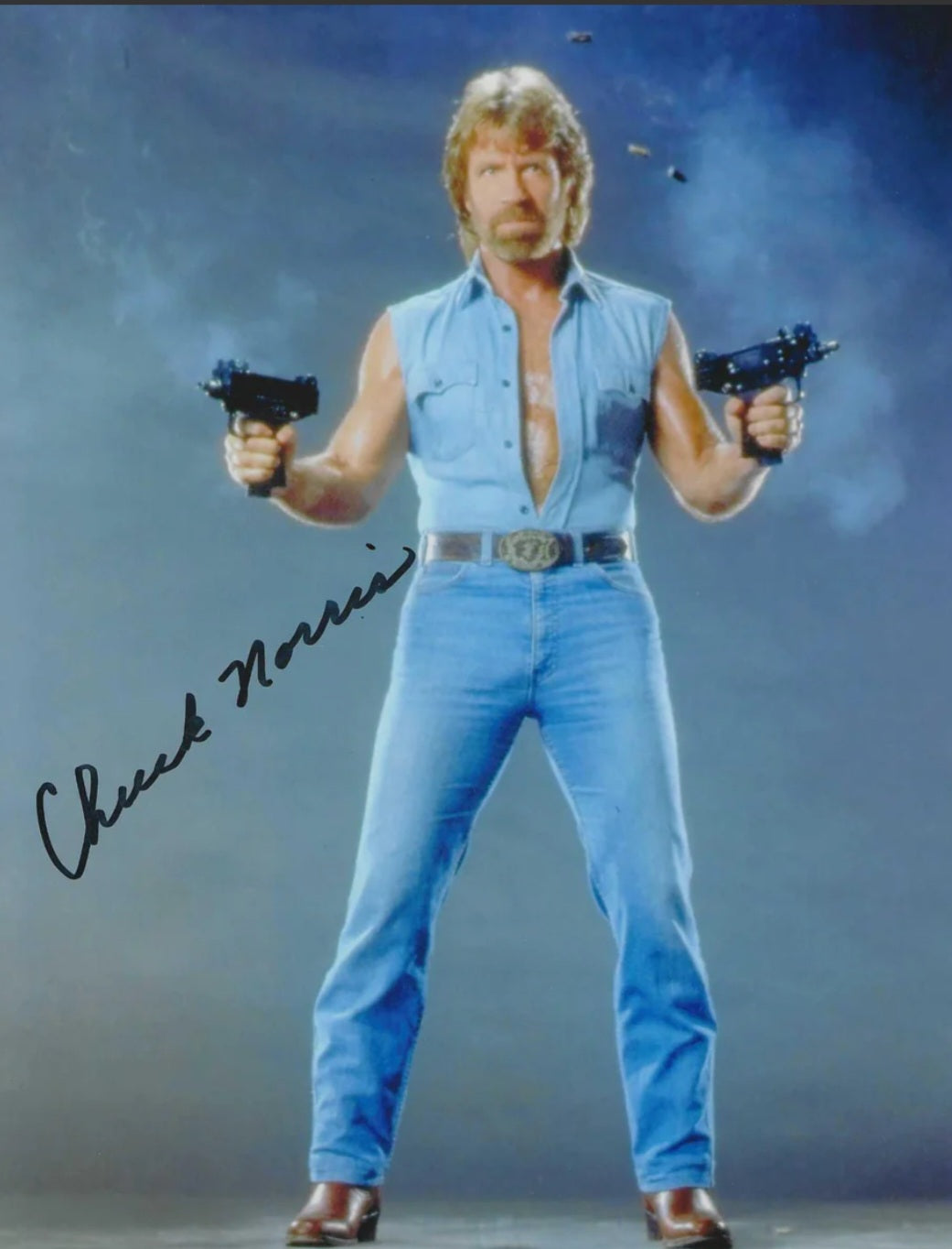 CHUCK NORRIS signed autographed photo action scene COA Hologram