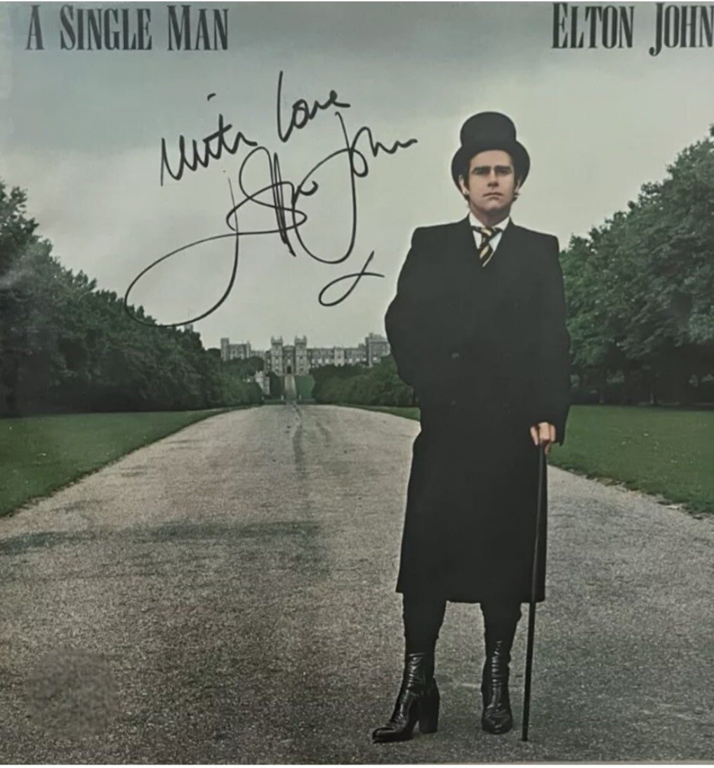 Elton John signed album titled single man from Boston memorabilia