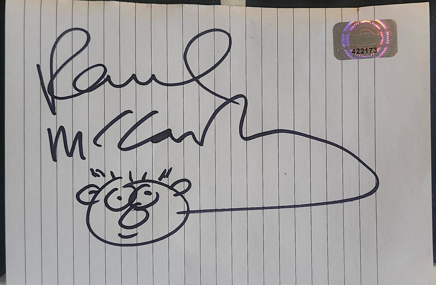 PAUL McCARTNEY Signed Photo Paper Cut COA Hologram Smiley