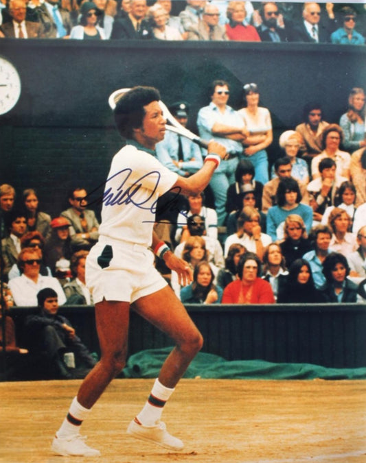 Arthur Ashe signed photo in action Boston memorabilia