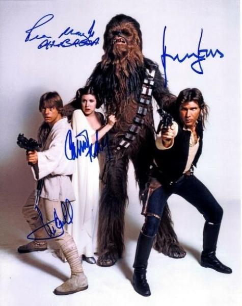 Star Wars original cast sign photo in blue marker from Boston memorabilia