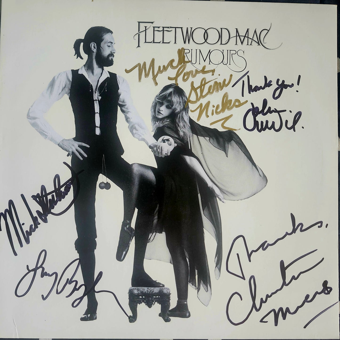 Fleetwood Mac Band signed rumours album gold and black COA hologram