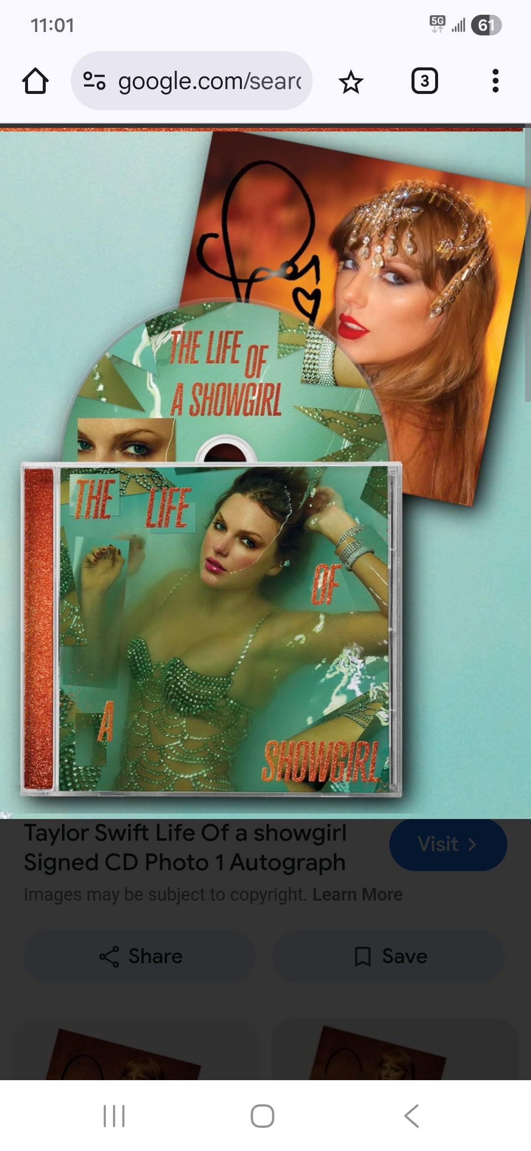 TAYLOR SWIFT The Life of a Showgirl Signed CD COA Hologram