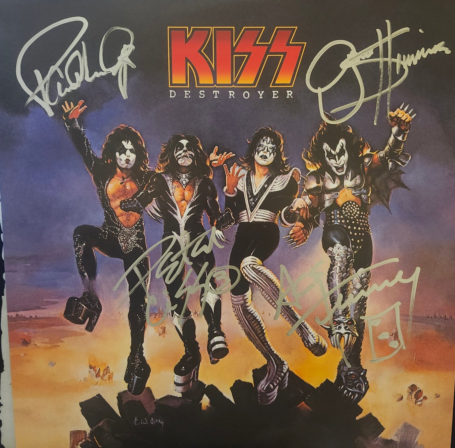 Kiss Destroyer signed album silver marker by Boston memorabilia