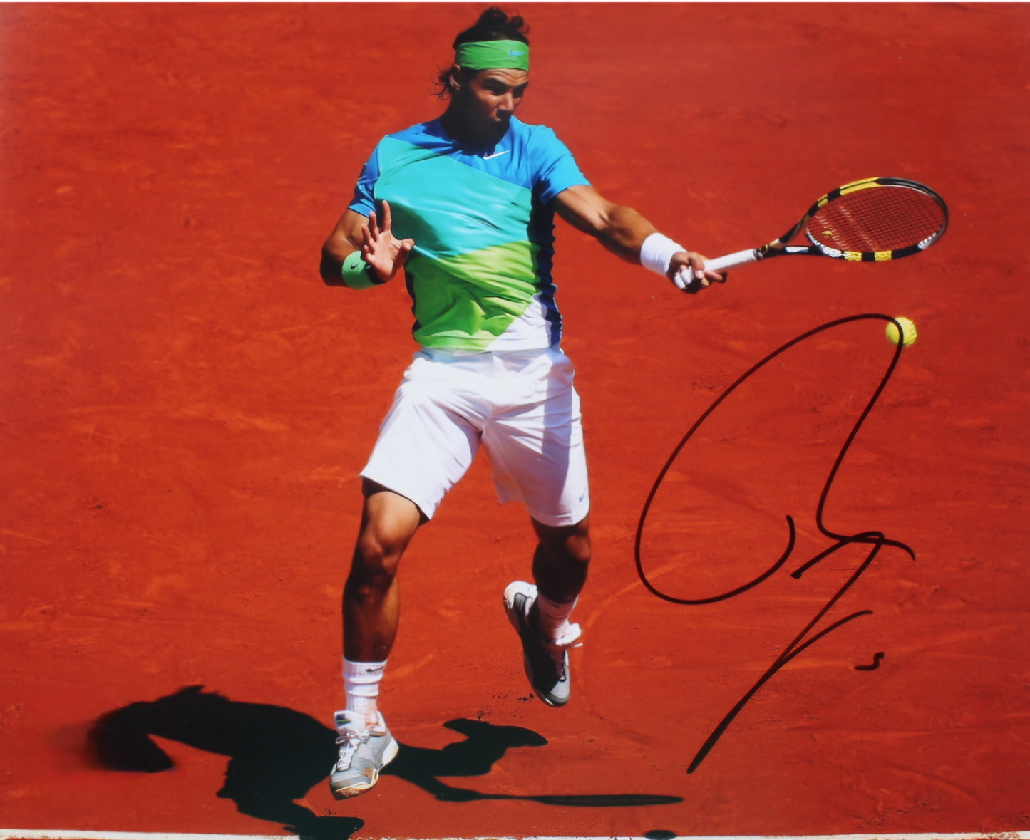 Rafael Nadal signed photo red background Boston memorabilia