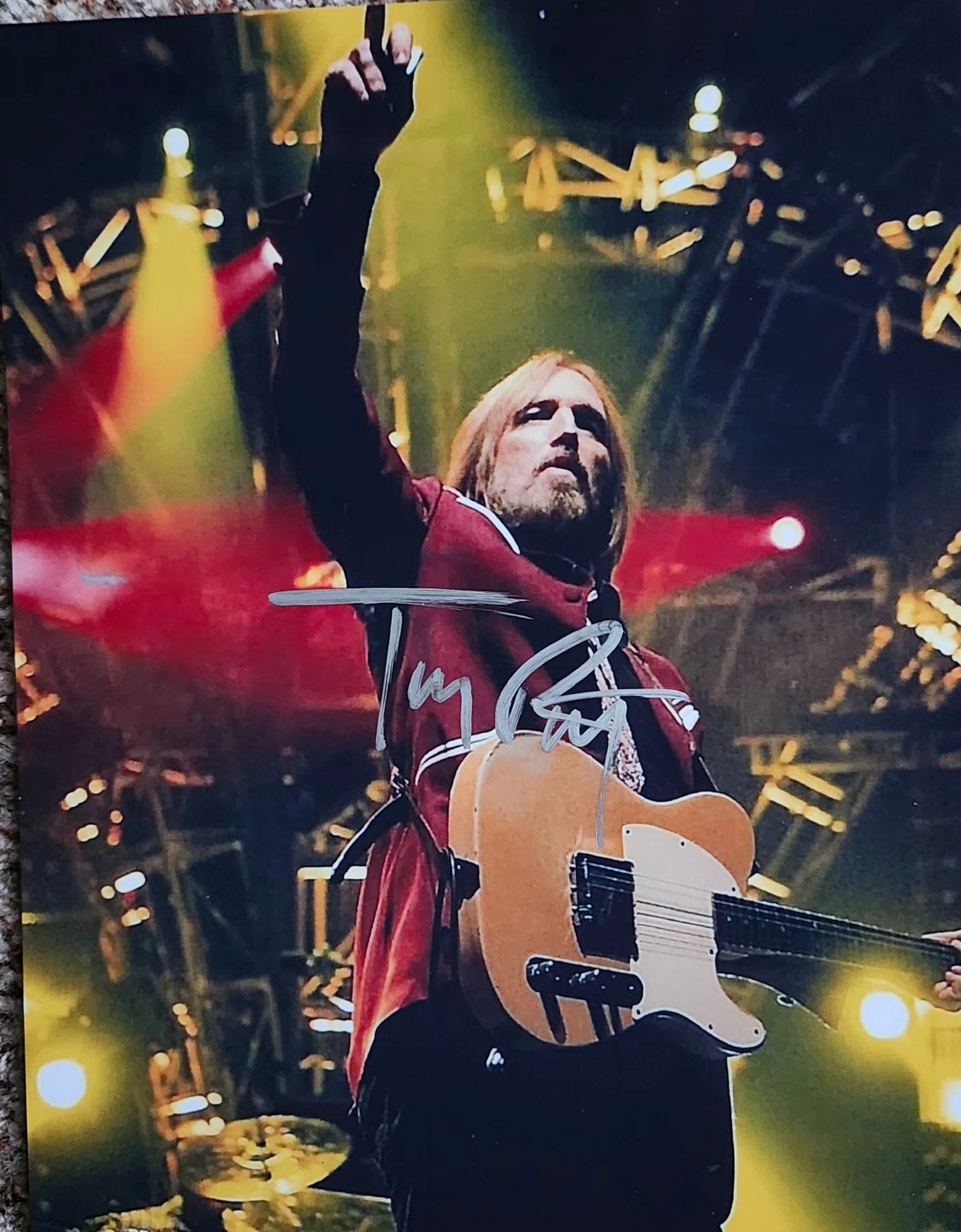 tom petty autographed photo green lazer lights