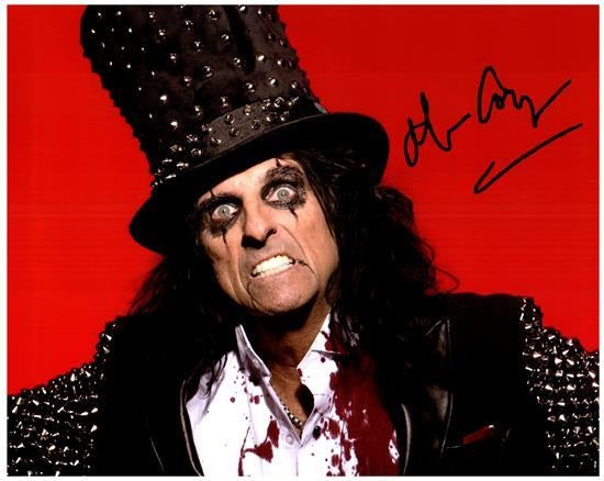 ALICE COOPER signed autographed photo COA Hologram red background angry face